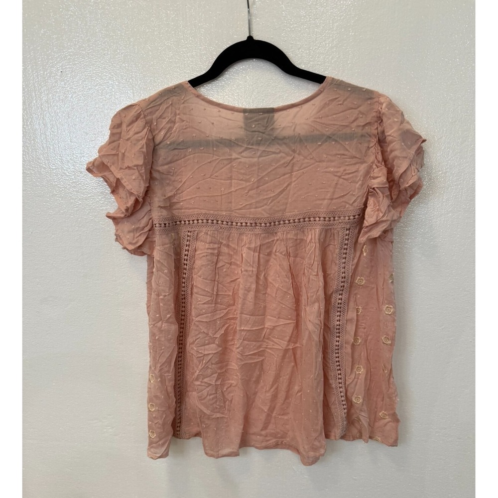 LIV Los Angeles NWOT Pink Embroidery Boho Top Size 2X (Measures to Size XL) - Picture 6 of 6